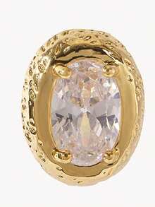 Opalesca 18K Gold Plated Oval Zirconium Stylish Fine Quality Stud Earrings - Yellow Gold - View 10
