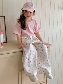 Dazy Kids HELLO KITTY | DAZY Girls' Washed Denim Straight Leg Casual KT Print Pants - Beige - View 6