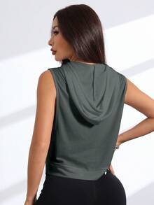 Eassivo Eassivo Sudadera deportiva con capucha de malla de moda para mujer para correr y fitness - Gris Oscuro - Ver 5