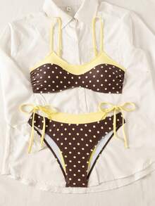 Bonvoyette Set Baju Renang Wanita Serbaguna untuk Semua Musim Semi/Panas/Gugur/Dingin, Set Bikini Rajut untuk Liburan, Pesta, Pantai, Tahun Baru, Upacara Wisuda, Warna Klasik, Seksi, Elegan, Kasual, Ceria, Imut, Pantai, Pesta Kolam Renang, Liburan, Natal Musim Dingin, Modis, Seksi, Baju Renang Bikini Elegan - MultiWarna - View 4