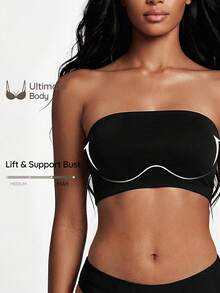 SHAPORA Women's Hollow Out Strapless Solid Color Bra - Black - View 1