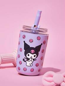 HELLO KITTY AND FRIENDS | SHEIN 300ml/10oz 不鏽鋼材質防漏蓋隨附吸管杯，適用熱飲與冷飲，適合大多數汽車杯架，送禮佳品 - 淡紫色 - 查看 1