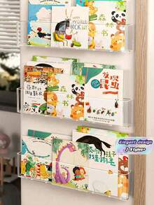 Acrylic Floating Shelves, Transparent Wall-Mounted Bookshelf, No Drilling Required, Corridor Wall Display Rack For Books, Magazines, Decorations - Multicolor - View 1