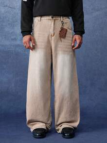 PAVTROS Men's Casual Versatile Everyday Travel Denim Jeans With Pockets And Buttons - Camel - View 3