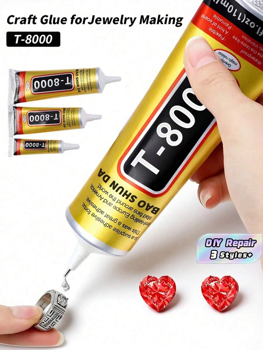 1 件 15ml/50ml/110ml T8000 胶水,工艺粘合剂,用于手机屏幕修复玻璃木工艺品金属和宝石、钻石画亚克力尖钻 DIY、珠宝钻专用胶水圣诞节节日礼物 - 黃色 - 查看 1