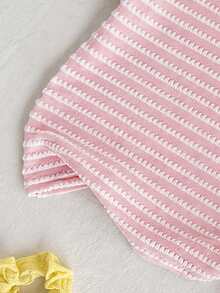 SHEIN Setelan 2 Potong untuk Anak Perempuan Remaja: Kaos dan Celana Panjang Lengan Pendek Kerah Bulat Motif Bintang Laut Bergaris, Kasual Longgar Minimalis Nyaman - Berwarna merah muda - View 4