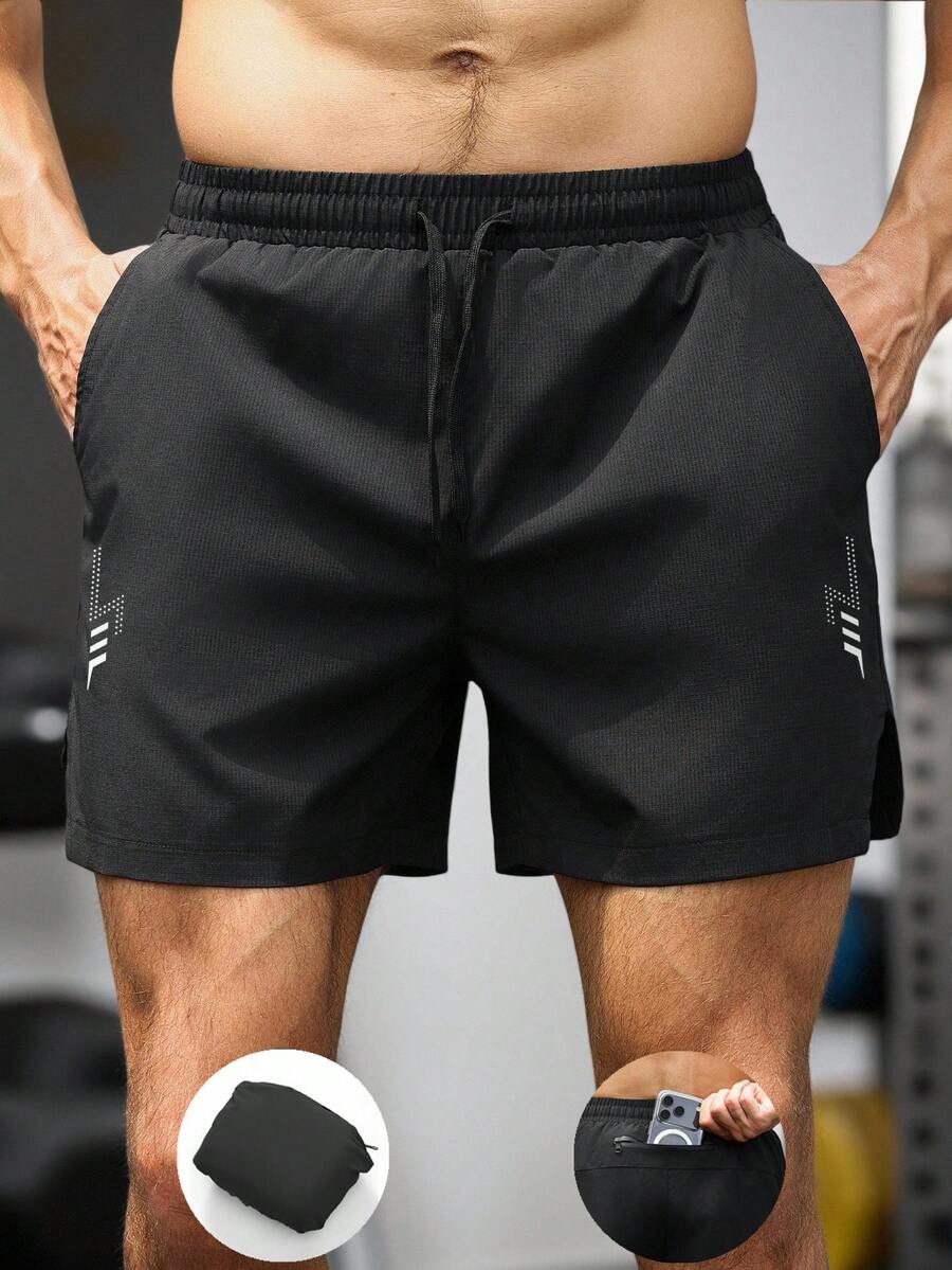 Gym Rark Men's Drawstring Waist Pocket Casual Sports Shorts - Black - View 1