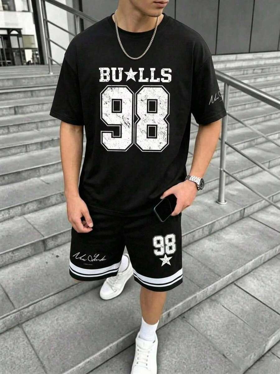 Casuvi Kids 青少年男孩短袖圓領T恤 + 口袋短褲 2件套 - 彩色 - 查看 1
