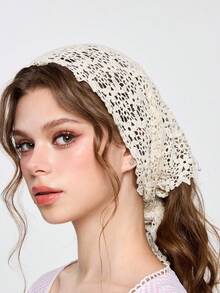 ROMWE Fairycore 1 Set Sciarpa e Foulard da Donna in Pizzo Floreale, Leggero e Traspirante, Adatto per Spiaggia, Casual, Feste e Occasioni Formali - Multicolore - Visualizzare 3
