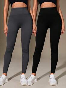 SHEIN Velisys 2件組無縫運動緊身褲 - 彩色 - 查看 3