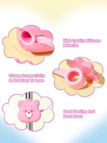 SHEIN X Care Bears 可愛心形吸管套 防塵可重複使用吸管尖端蓋 不含吸管 送禮創意 派對 節日 情人節 飲用水用 - 粉 - 查看 4