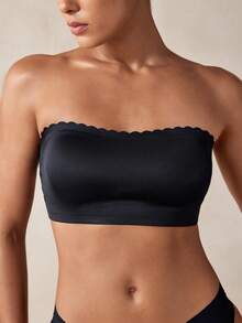 Veilyse Women's Seamless Strapless Wireless Adjustable Bra, Comfortable Daily Wear Padded Crossover Supportive Bra - Black - View 7