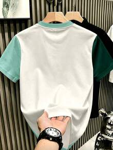 NEOREFINED Men's Summer Casual Colorblock Patchwork T-Shirt - Multicolor - View 2