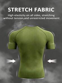 Gym Rark Men's Solid Color Short Sleeve Slim Fit Sports T-Shirt - Green - View 2
