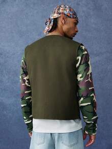 PAVTROS Men's Solid Color V-Neck Single-Breasted Casual Vest - Army Green - View 2