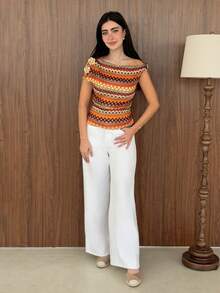 Yasmeen Edit Yasmeen Edit Kaos Wanita Bergaris Asimetris dengan Hiasan Logam di Bahu, Model Berkerut, Cocok untuk Musim Panas, Konser Musik Country, Pesta, Pantai Musim Panas, Liburan, Hari Raya, Konser Musik Country, Jalan-jalan, Kaos Kasual untuk Wanita, Atasan Musim Panas - MultiWarna - View 3