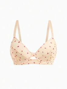 3pcs Women Plus Size Solid Color, Heart, Strawberry, Leopard Print Underwire Comfortable Bras, Lift - Multicolor - View 4