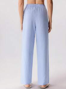 Loungeista Women's Striped Wide Leg Pants, Loose Fit Casual Wear For Spring/Summer - Multicolor - View 2