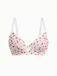 3pcs Women Plus Size Solid Color, Heart, Strawberry, Leopard Print Underwire Comfortable Bras, Lift - Multicolor - View 6