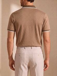 Core Aspect Men's Business Button Half-Placket Short Sleeve Polo Shirt, Ceremony - Brown - View 2
