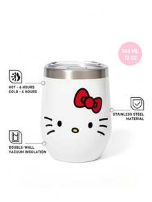 HELLO KITTY AND FRIENDS | SHEIN 360ml/12oz 不鏽鋼防漏蓋隨行杯，適用熱飲/冷飲，適配大多數杯架，送禮首選 - 白色 - 查看 4