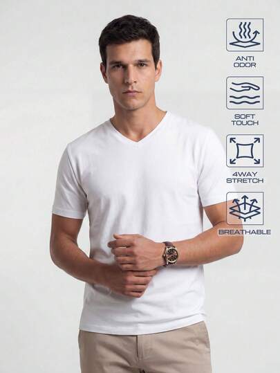 TekDrob Anti-Odor Regular T-Shirt With V Neck