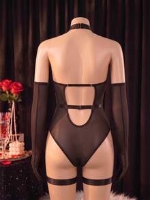 SHEIN 5件裝黑色優雅性感女款連身內衣 - 咖啡棕 - 查看 6