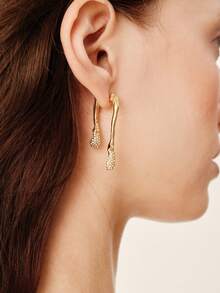 MOTF PREMIUM PRE GOLD PLATED FULL DIAMOND STUD EARRINGS ASYMMETRICAL DESIGN SENSE EARRINGS - Gold - View 7