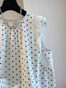 Resyla Women's Summer Casual Polka Dot Print Lace Patchwork Tank Top - Multicolor - View 3