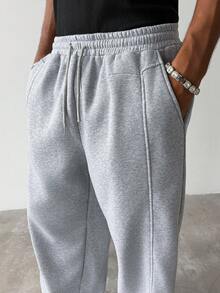 Manfinity Hypemode Pantalones de chándal casuales holgados versátiles con patchwork para hombre - Gris Claro - Ver 3