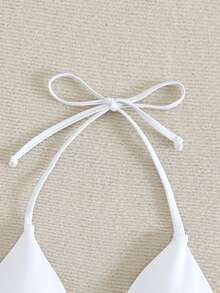 Elavelle Summer Beach Halter Bikini Top - White - View 6