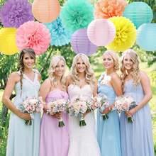 Pastel Rainbow Party Decorations, 15PCS Macaron Tissue Pom Poms & Paper Lanterns, Colorful Hanging Supplies For Birthday, Baby Shower, Classroom & Carnival Themed Parties - View 4