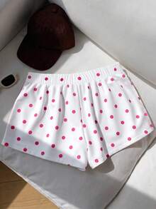Tween Girl Tween Girl Tween Girls Casual Fashion Polka Dot Versatile Shorts Suitable For All , Chill Chill, Stylish Girls, Casual Wear, -Back Style, Chic - White - View 2