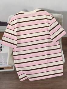 Manfinity Joysei 男士休閒條紋短袖T恤，夏季 - 彩色 - 查看 2