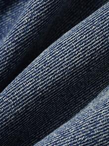 Dazy Plus Rok Denim Pendek Model A-Line Biru Tua Bergaya Vintage, Rok Mini Seksi Serbaguna - Dark Wash - View 10