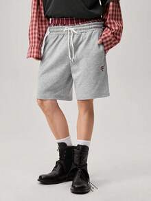 Men's Summer Casual Loose Shorts, Standard Size, Gray Color Block Waistband - Grey - View 1