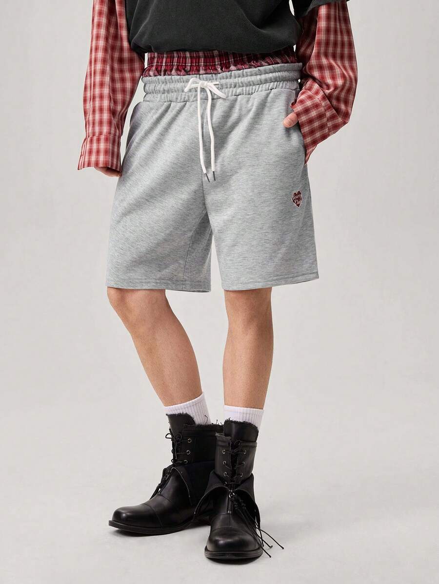 Men's Summer Casual Loose Shorts, Standard Size, Gray Color Block Waistband - Grey - View 1