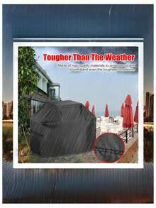 [Ry Red Line Grill Cover] Outdoor Barbecue Grill Cover, Uv-Resistant Oxford Fabric Gas Grill Cover With Adjustable Hem, Compatible With Multiple Brands, Available In 6 Sizes - Black - View 7