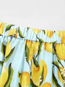 Franclia Plus Size Women's Summer Lemon Pattern A-Line Casual Vacation Lemon Yellow Long Skirt - Multicolor - View 7