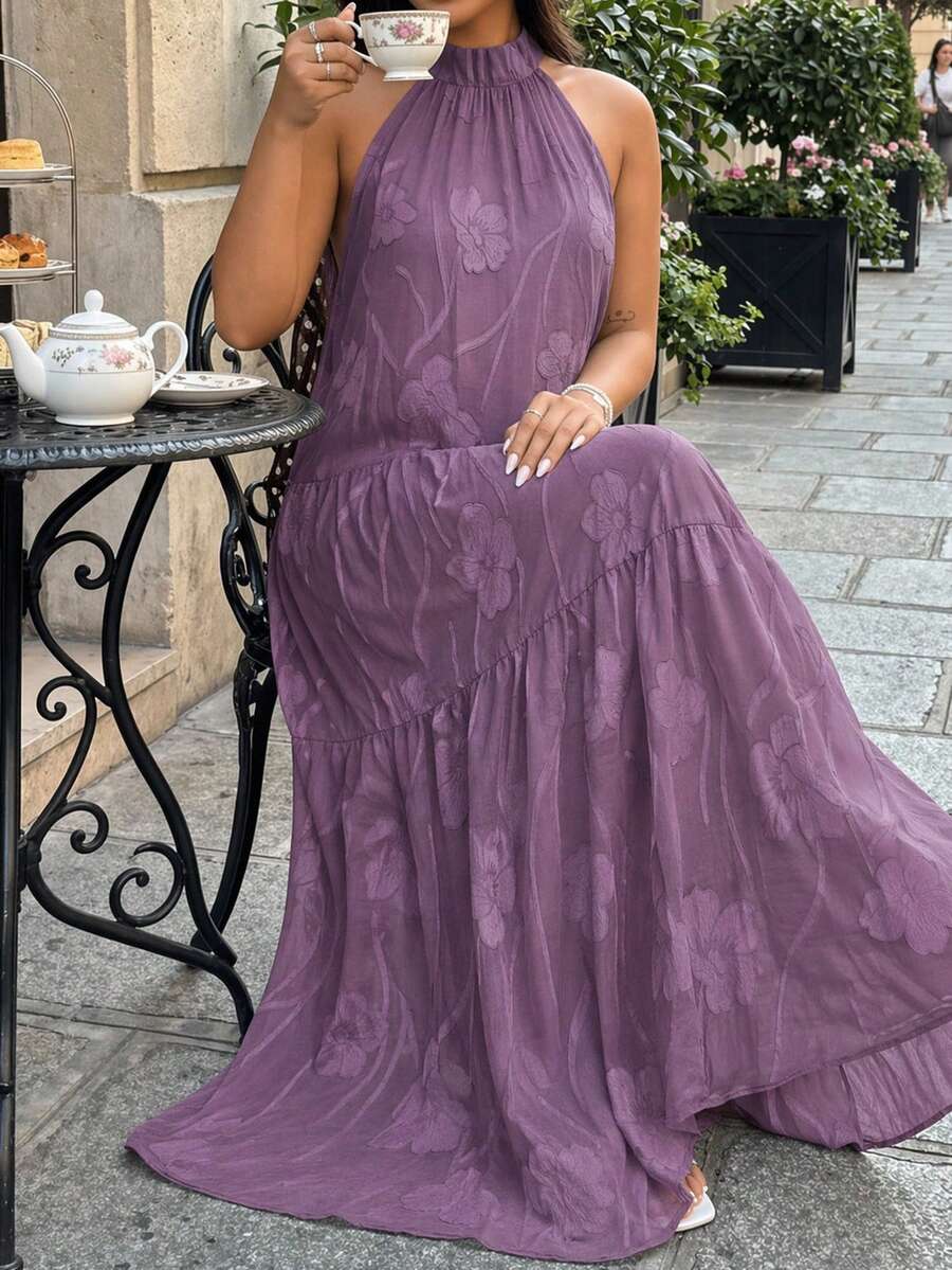 SHEIN Clasi Plus Size Summer Elegant Celestial Solid Color Cut-Out