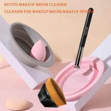 1pc Foldable Silicone Makeup Brush Cleaning Bowl, Multi-Textured Makeup Brush Cleaner, Reusable Beauty Tool Washing Bowl, Deep Cleaning Makeup Brushes - A - View 7