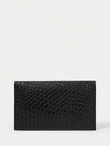 SHECARRY Ladies Fashionable Elegant Simple Classic Versatile Black Woven Embossed PU Clutch Bag Envelope Bag, For Daily Dating Party Commuter Afternoon Tea - Black braided - View 3