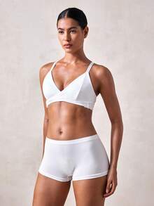 Veilyse Solid Color Patchwork Front-Open Wireless Bra For Women - White - View 1