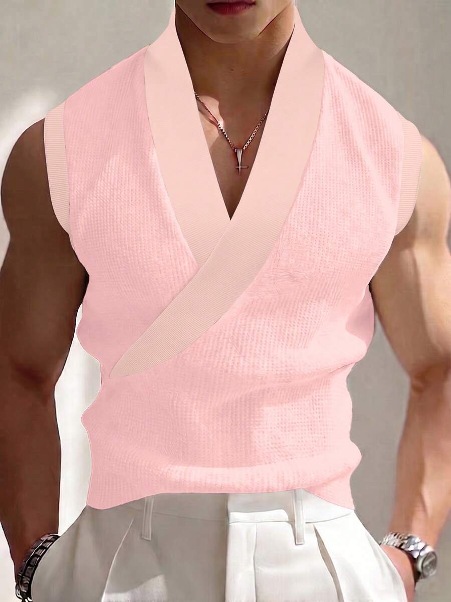 Manfinity Homme 男士寬鬆百搭上衣,適合上班通勤、日常穿著、疊穿與外穿,成熟修身風格,休閒、運動、日常通勤與度假皆適用,送給男友、丈夫與情侶的完美禮物 - 粉色 - 查看 1