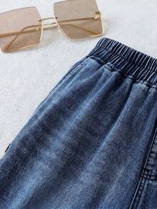 EMERY ROSE EMERY ROSE Quần jean denim size lớn phong cách thường ngày giặt wash cài cúc bên hông - Rửa trung bình - Xem 8