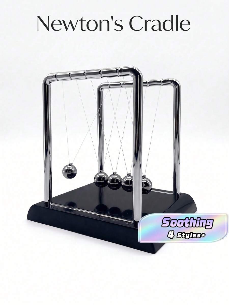 Newton Swing Balance Ball With Black Base, Fun Science Physics Learning Accessory, Anxiety Relief Desk Toy, Office Home Decor - Birthday Christmas Party Gift - Multi-color - View 1