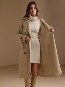 Anewsta British Style Waist-Cinching Tie-Front Slimming Trench Coat Jacket - Khaki - View 9
