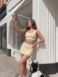Glamine Charm Women's Colorblock Casual Versatile Daily Travel Sports Skorts - Pale Yellow - View 6