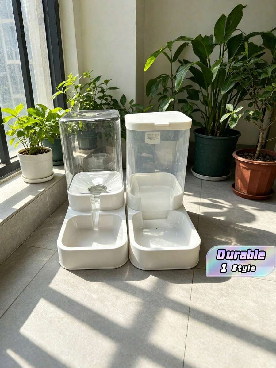 1 cái Máy cho ăn/uống tự động cho thú cưng, Hộp đựng và phân phối thức ăn cho mèo/chó - 1pcs 1.3kg feeder + 1pcs 3.3L nước feeder - Xem 1
