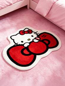 HELLO KITTY AND FRIENDS | SHEIN 1件裝 LOGO裝飾地毯 - 紅白色 - 查看 2